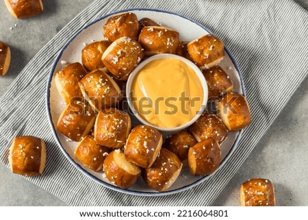 Homemade Small Pretzel Bites with Beer Cheese Royalty-Free Stock Photo #2216064801