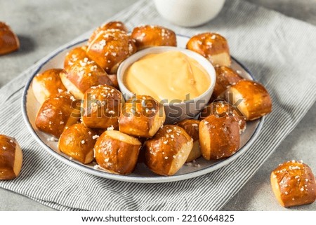 Homemade Small Pretzel Bites with Beer Cheese Royalty-Free Stock Photo #2216064825