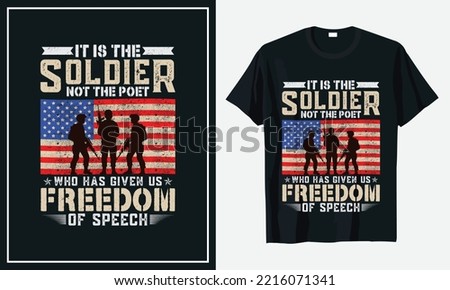 Veteran quote t-shirt design Vector