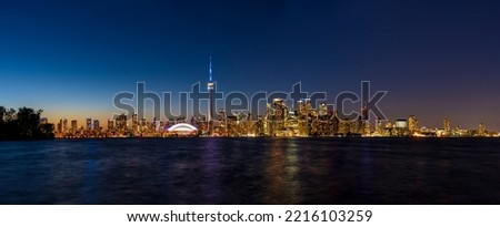 Toronto City downtown twilight skyline panorama. Ontario, Canada.
