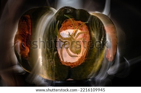 Festive pumpkin for Halloween with animal contours