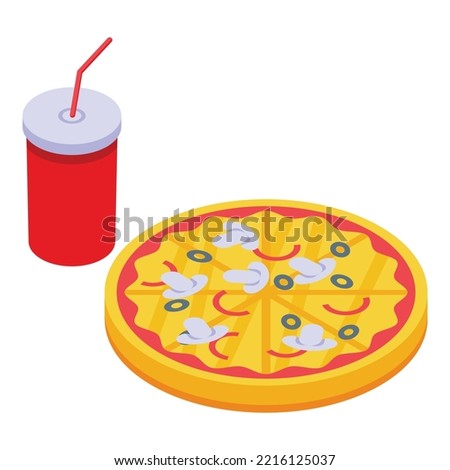 Pizza kids party icon isometric vector. Happy cute. Sweet gift