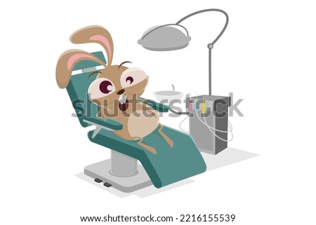 funny cartoon rabbit at the dentist