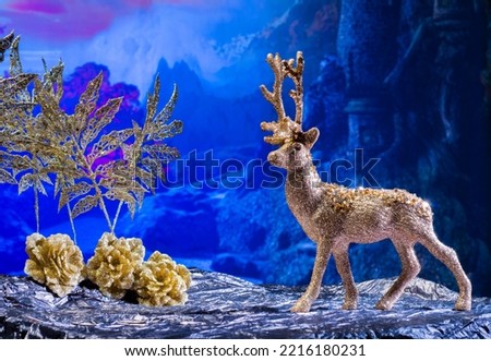 christmas winter background with decorative deer