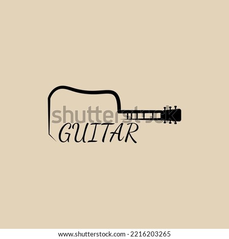 guitar line art logo, icon and symbol, vector illustration design
