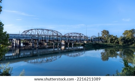 The Bevil Jarrell Memorial Bridge across the San Jacinto River in Humble, Texas. Royalty-Free Stock Photo #2216211089