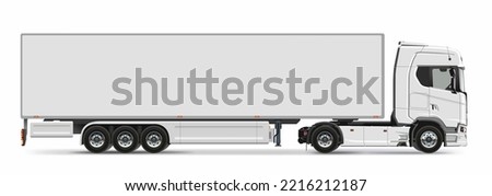 trailer truck side view design isolated white background element vector Royalty-Free Stock Photo #2216212187