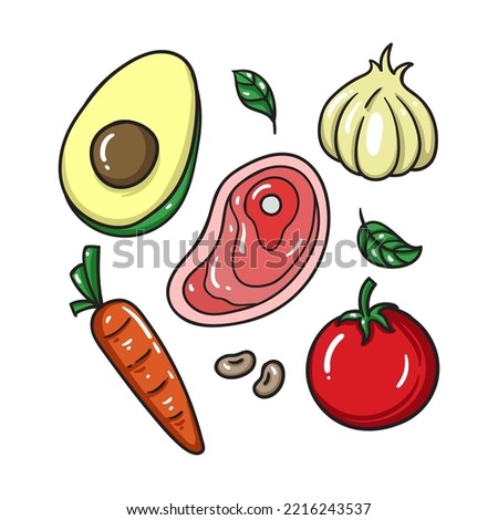 healthy food and fruit vegetables doddle set