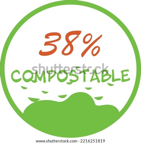 38% percentage compostable circular vector art illustration with simple and vivid expression in earth and natural colors