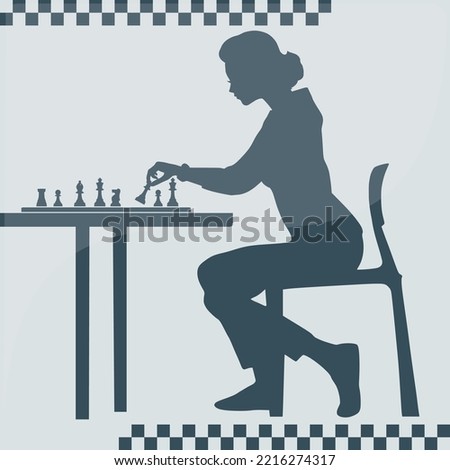 Woman chess silhouette lady illustration vector.