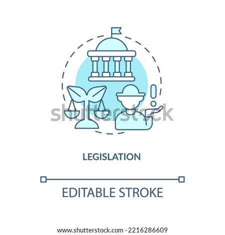 Farming legislation turquoise concept icon. Agronomy laws regulation. Farm rules abstract idea thin line illustration. Isolated outline drawing. Editable stroke. Arial, Myriad Pro-Bold fonts used Royalty-Free Stock Photo #2216286609