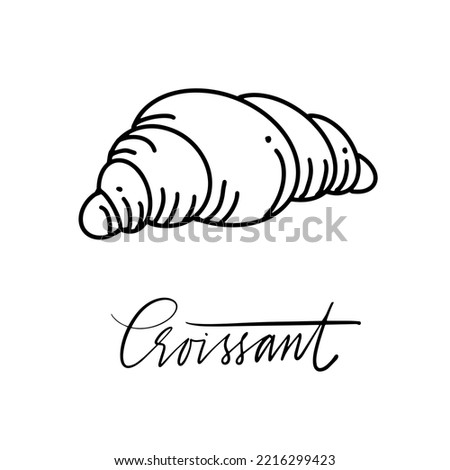 Croissant. A hand-drawn icon. Design element for menu, sticker, packaging, etc. Vector doodle illustration