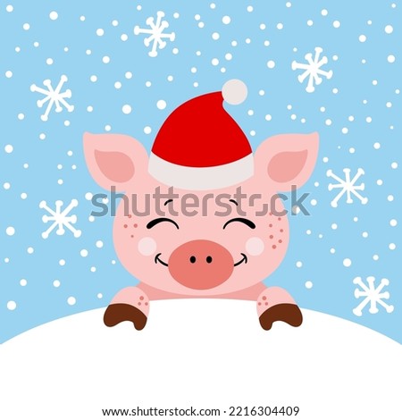 Christmas card with cute pin in snow