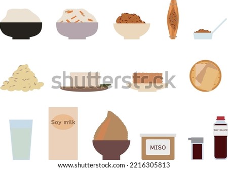 Illustration set of soy products.
