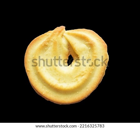 Biscuits isolated, sweet butter crackers, cookies with clipping path, no shadow in black background