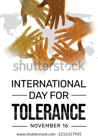 International Day for Tolerance wallpaper with hands joining and world map