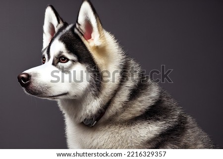 Portrait of husky dog in studio as animal illustration (3d rendering)
