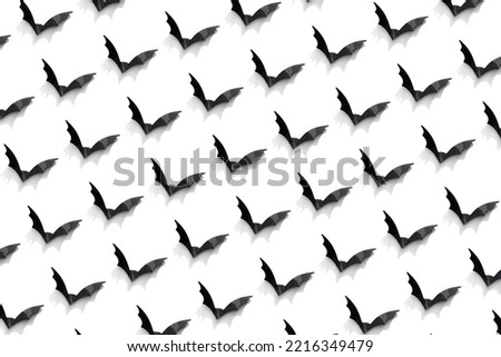 halloween pattern bats with shadow isolated on white background