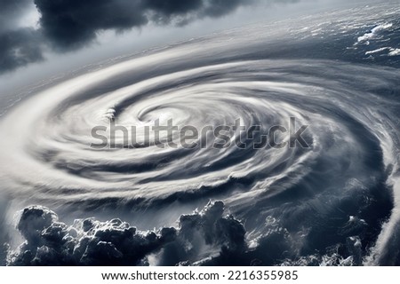 Hurricane super typhoon over ocean atmospheric cyclone Royalty-Free Stock Photo #2216355985