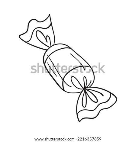 Isolated vector illustration of candy. Cute thin line icon for design, cover etc.	