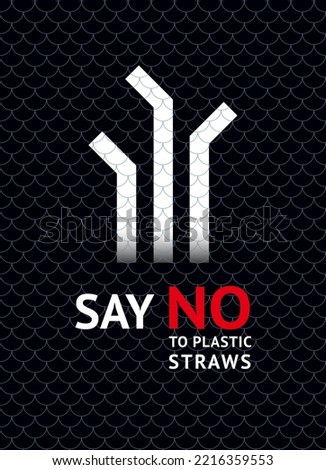 Say no to plastic straws, trendy ecological posters set for print, on a net background