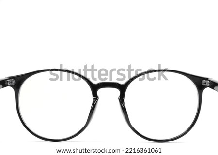 Eyeglass isolated on white. eyeglasses frames. Top view of eyeglass on white, eyewear on white Royalty-Free Stock Photo #2216361061