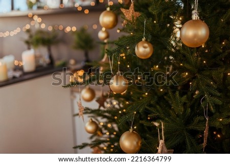 A house decorated for Christmas with a beautiful Christmas tree, garlands and decor