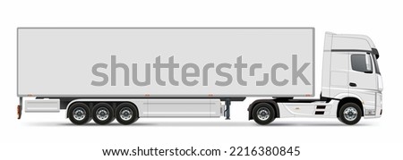 trailer truck side view design isolated white background element vector Royalty-Free Stock Photo #2216380845