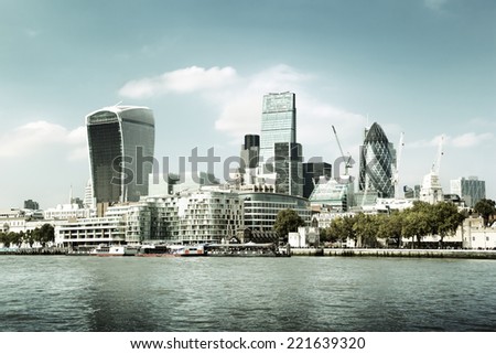 London city skyline from the River Thames
