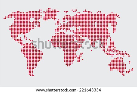 Abstract computer graphic world map round dots.