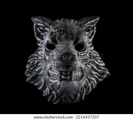 Wolf head isolated on black background with clipping path