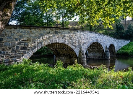 A scenic view of the Burnside Bridge in Antietam Battlefield, Maryland Royalty-Free Stock Photo #2216449541