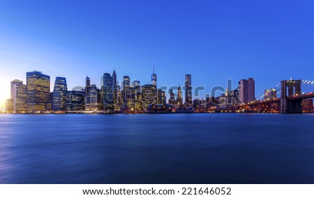 Manhattan Skyline with Brooklyn Bridge , New York City 