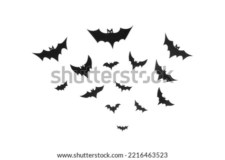 Happy halloween, Bats flying make from paper cut on white background, Decorative Halloween concept Royalty-Free Stock Photo #2216463523