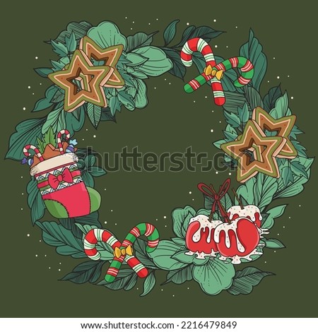 Christmas wreath with ornament frame 