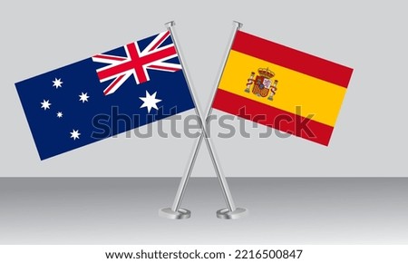 Crossed flags of Australia and Spain. Official colors. Correct proportion. Banner design