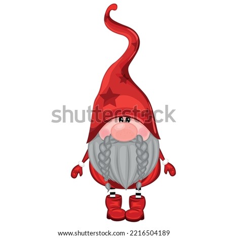 Funny Christmas gnome, elf. T shirt design vector, Holidays greeting card. For flyers, invitations, posters. Happy Christmas Vector illustration