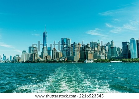 Photos of Manhattan from the ferry that leads to Liberty Island.