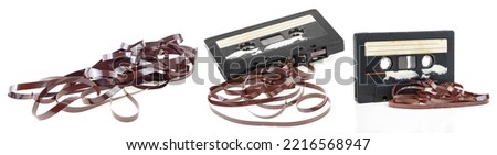 Collection of vintage audio cassette tape isolated on a white background Royalty-Free Stock Photo #2216568947