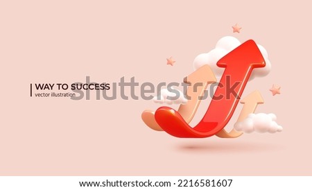 Business Arrow Target Direction - 3D Concept to Success. Realistic 3d design of Way to Success Cover Poster, Persentation, Social Media Poster. in cartoon minimal style. Royalty-Free Stock Photo #2216581607