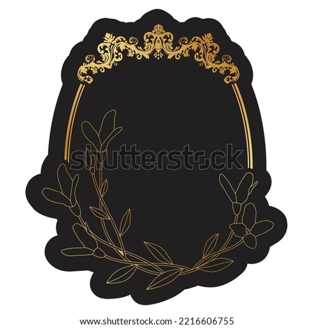 golden flowers and damask vector frame