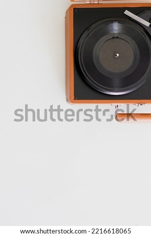 Phonograph on white background. Aesthetic vintage concept.
