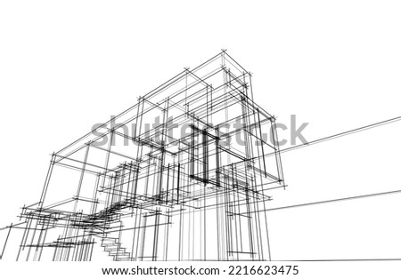 Linear architectural sketch of a house 