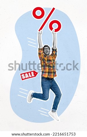 Photo sketch graphics artwork picture of funny funky guy hanging percent sign isolated drawing background