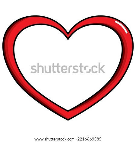 Red Heart frame for your design. Empty photo frame with copy space isolated. 3D style  vector illustration. 