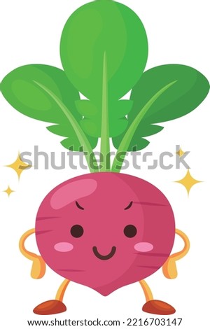 Illustration of a cute red turnip character with a proud face Royalty-Free Stock Photo #2216703147