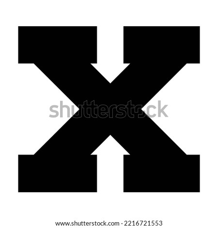 X letter college jersey sports font on white background. Isolated, no background illustration.