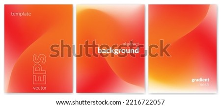 Abstract liquid background. Variation set. Color orange blend. Blurred fluid texture. Vibrant gradient mesh. Modern template for posters, ad banners, brochures, flyers, covers, websites. Vector image Royalty-Free Stock Photo #2216722057