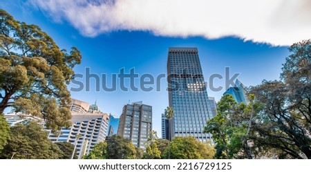 Sydney skyscrapers from Hyde Park, Australia