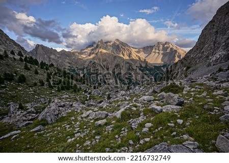 Queyras mountains in french alps during summer trekking.